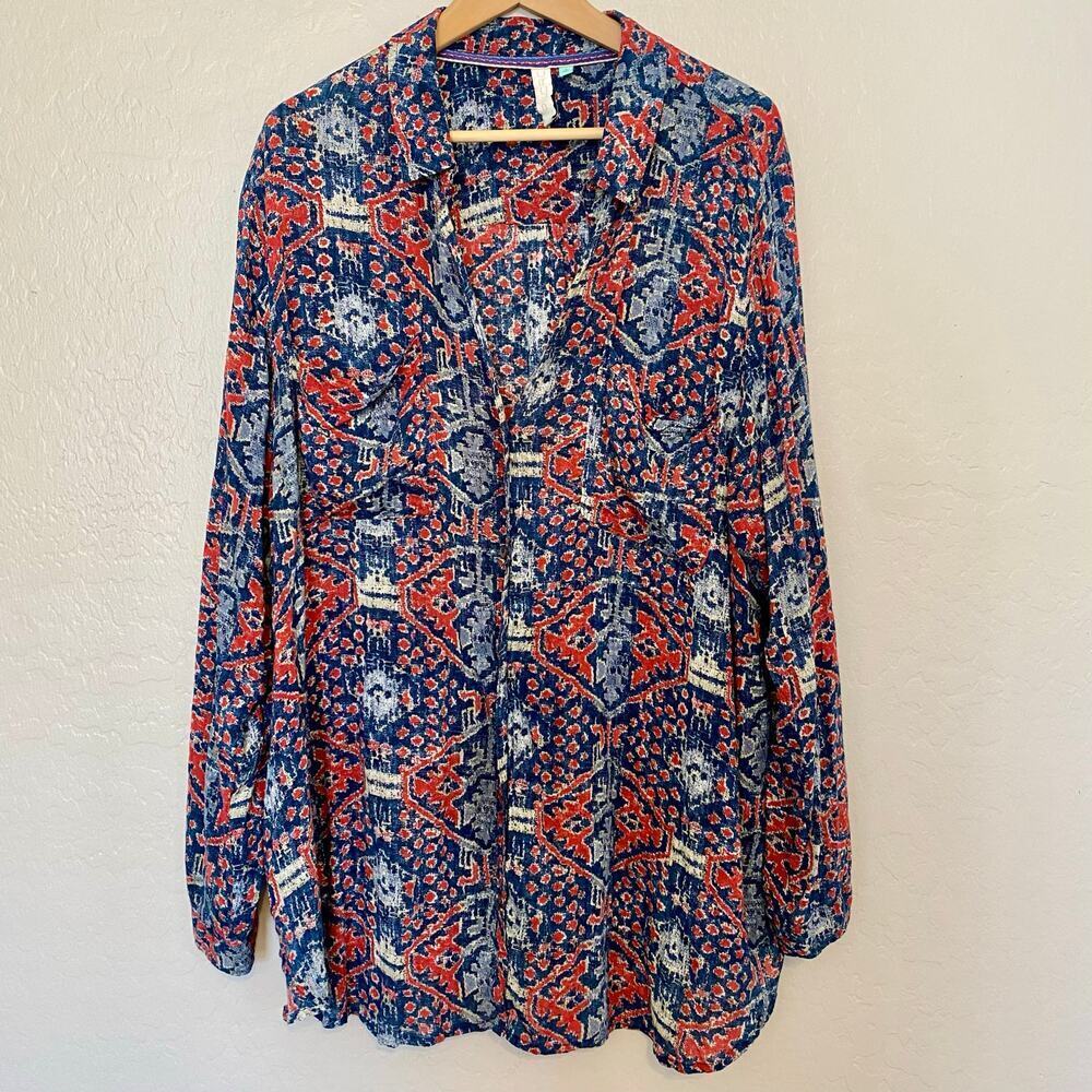Pilcro Anthropologie Leilani Button Up Top Blouse Womens Size 3X Boho Western